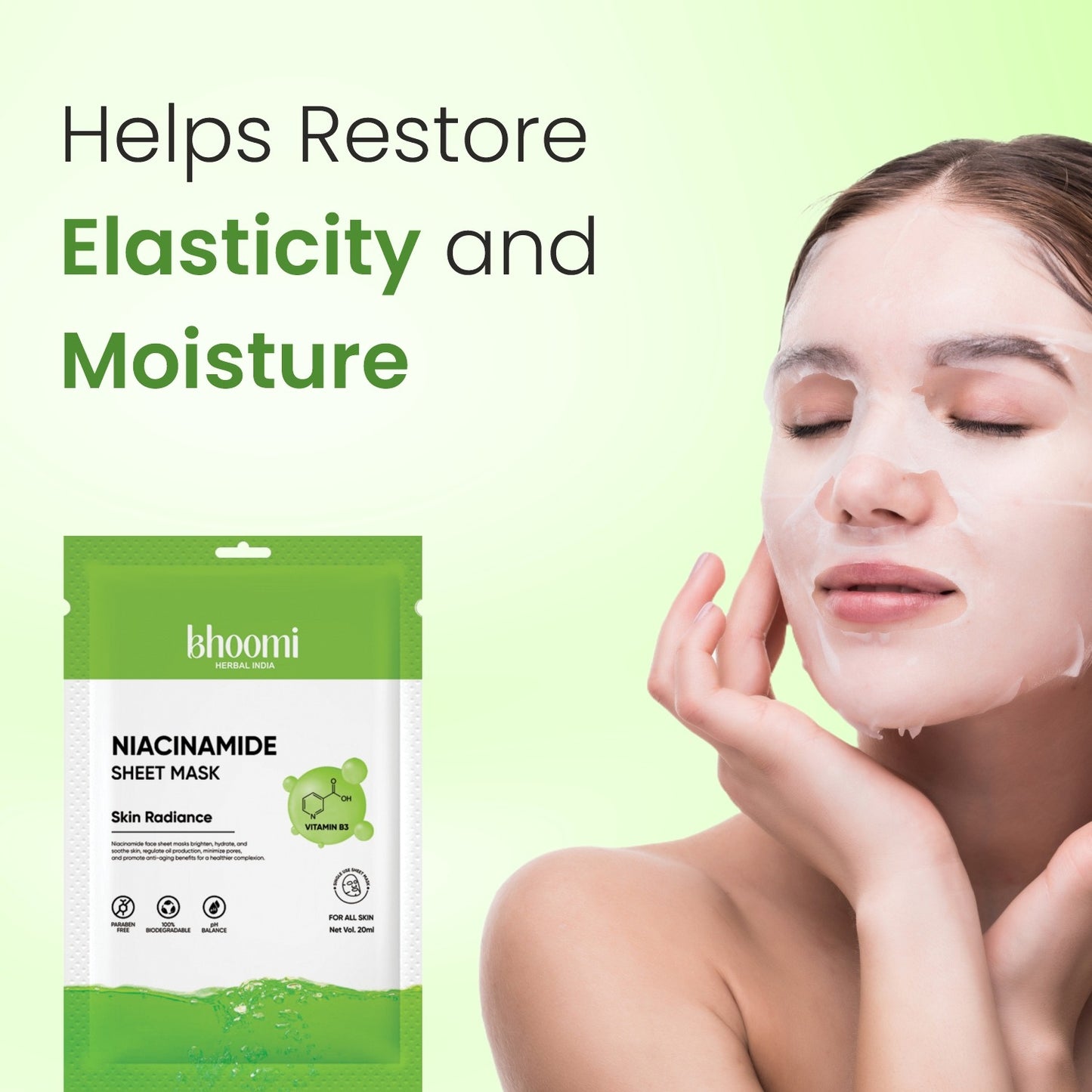 Bhoomi Herbal India Niacinamide Sheet Mask (20 ml)- Pack of 10