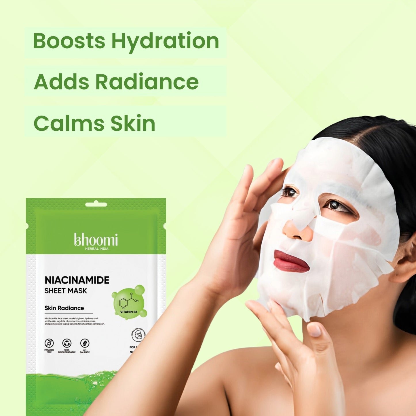 Bhoomi Herbal India Niacinamide Sheet Mask (20 ml)- Pack of 10