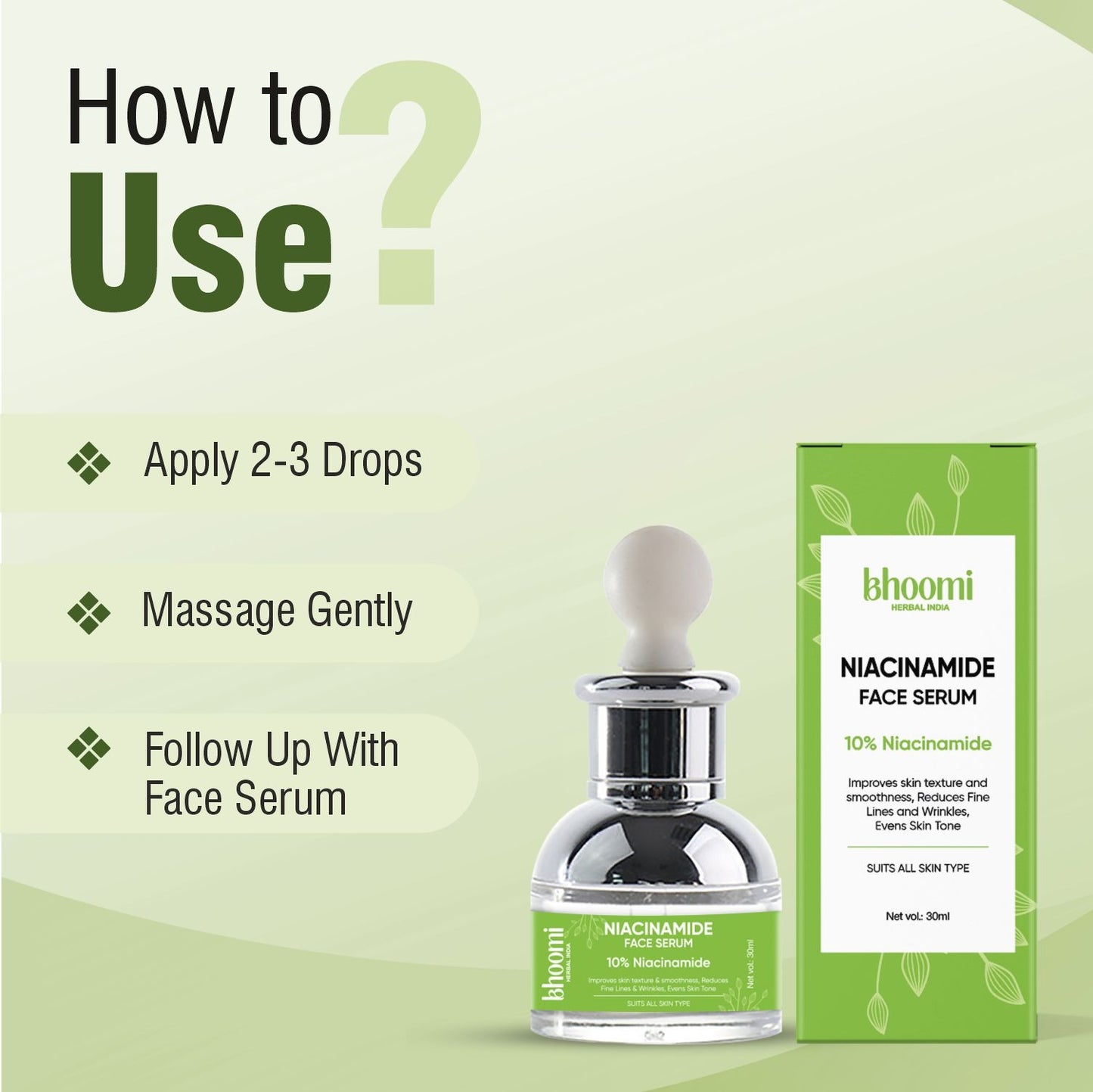 Bhoomi herbal India Niacinamide Face Serum 30 ml: 10% Niacinamide- Pack of 2