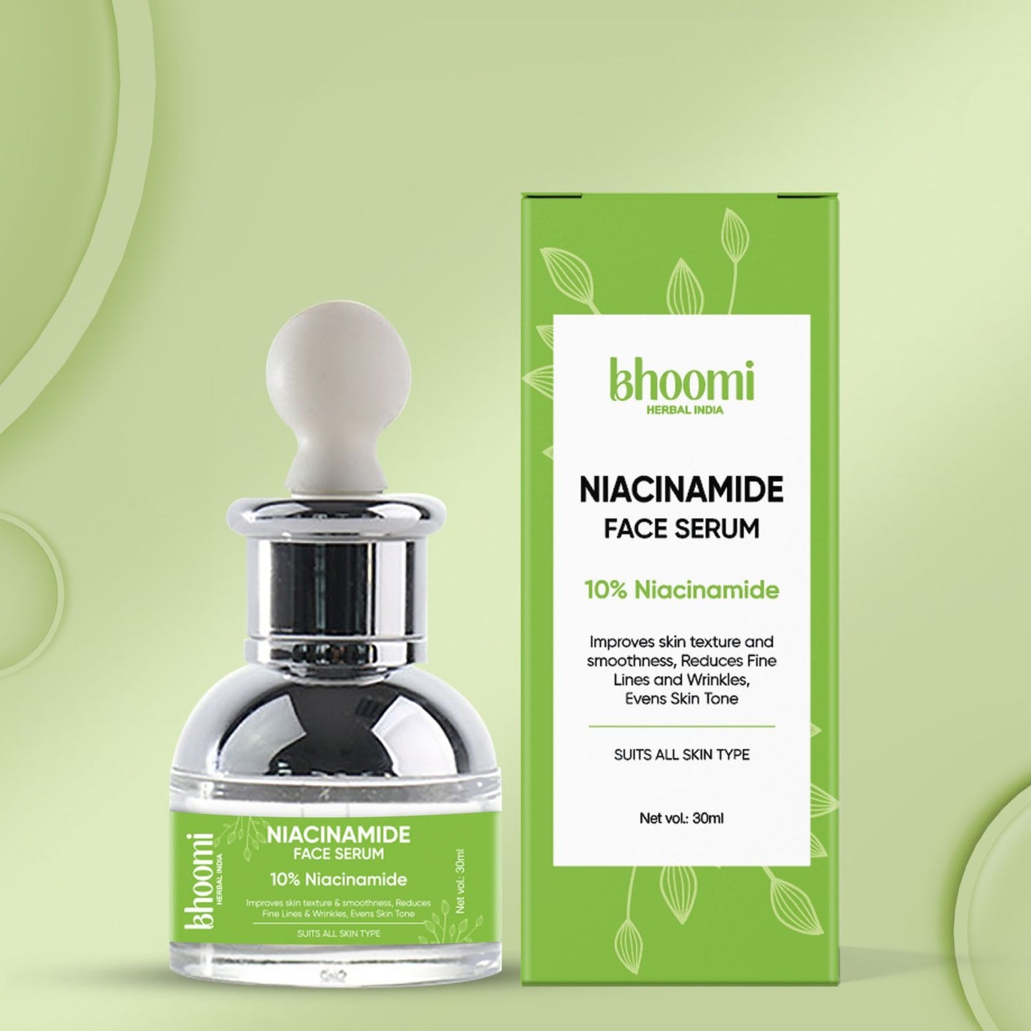 Bhoomi herbal India Niacinamide Face Serum 30 ml: 10% Niacinamide- Pack of 2