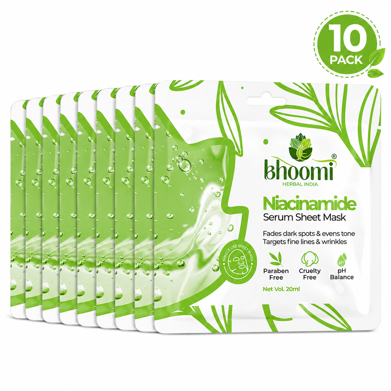 Bhoomi Herbal India Niacinamide Serum Sheet Mask (20 ml)