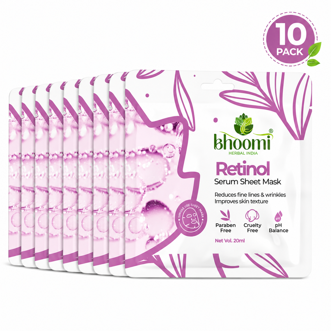 Bhoomi Herbal India Retinol Serum Sheet Mask (20 ml)