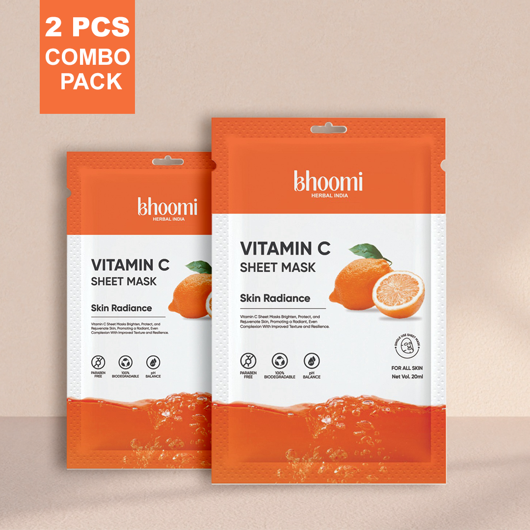 Buy 1 Get 2 FREE | Buy Bhoomi Herbal India Vitamin C Face Serum (30 ml) + Get 2 Vitamin C Sheet Mask FREE