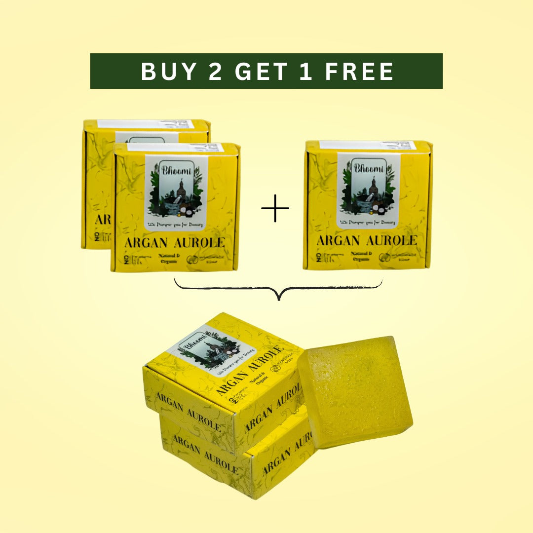 Buy 2 GET 1 FREE | Bhoomi Herbal India Argan Aurole Soap, Handmade Soap, Natural and Organic