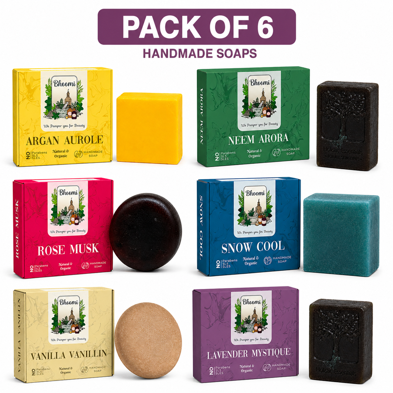 Pack of 6 Soaps with different flavor