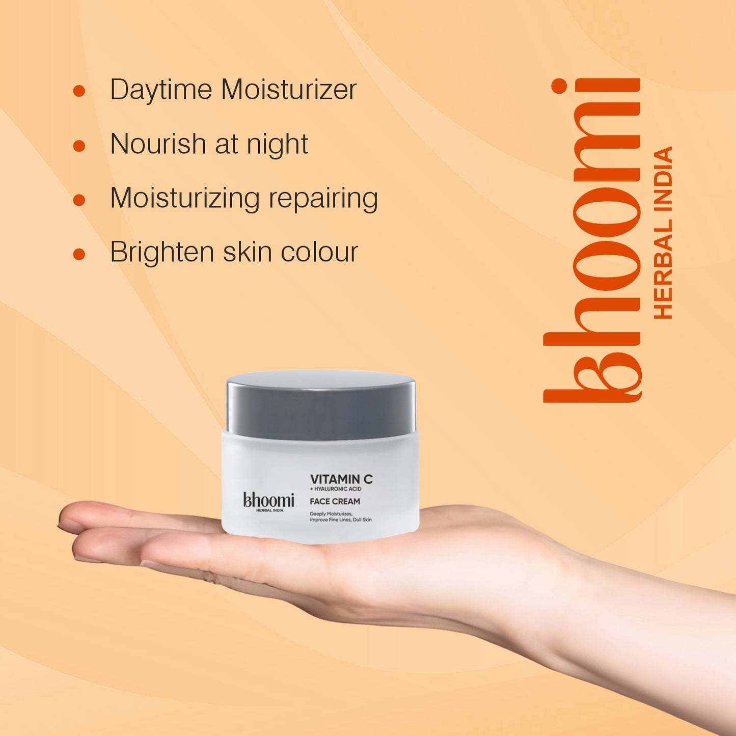 Bhoomi Herbal India Vitamin C + Hyaluronic Acid Face Cream (50gm)- Pack of 2