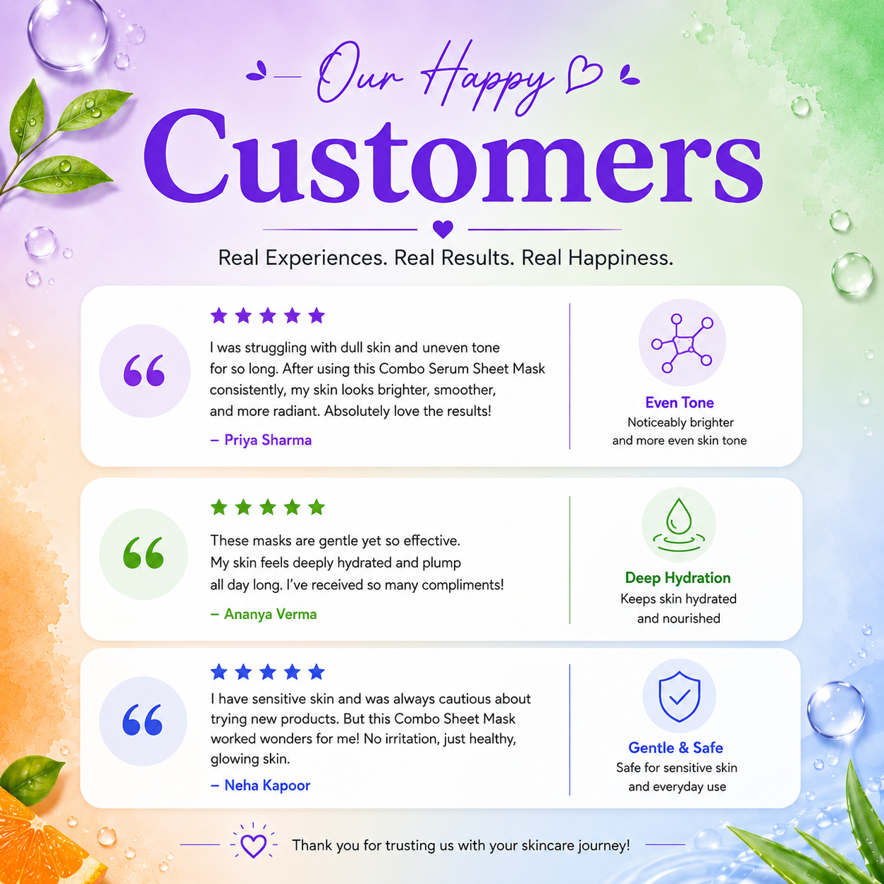 Pack of 4 Serum Sheet Mask with Different Flavor
