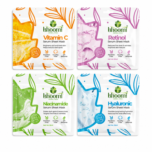 Pack of 4 Serum Sheet Mask with Different Flavor