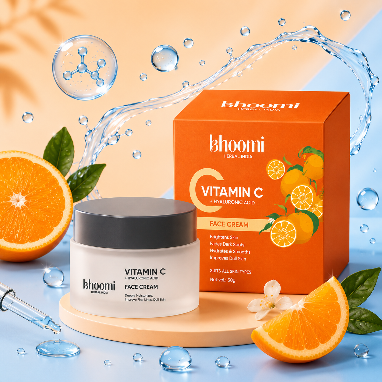 Bhoomi Herbal India Vitamin C + Hyaluronic Acid Face Cream (50gm)