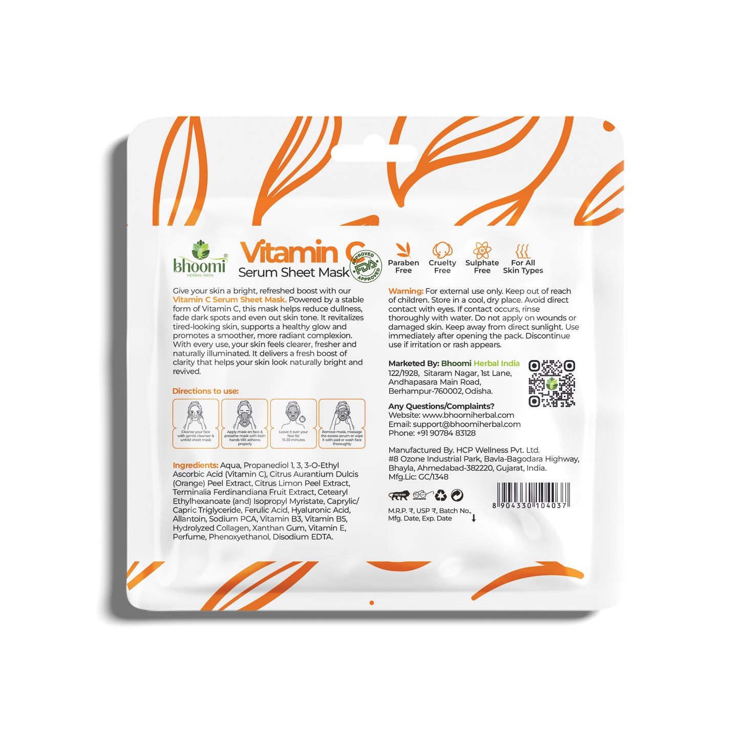 Bhoomi Herbal India Vitamin C Serum Sheet Mask (20 ml)