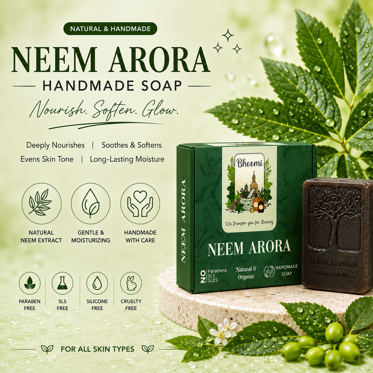 Bhoomi Herbal India Neem Arora Handmade Soap