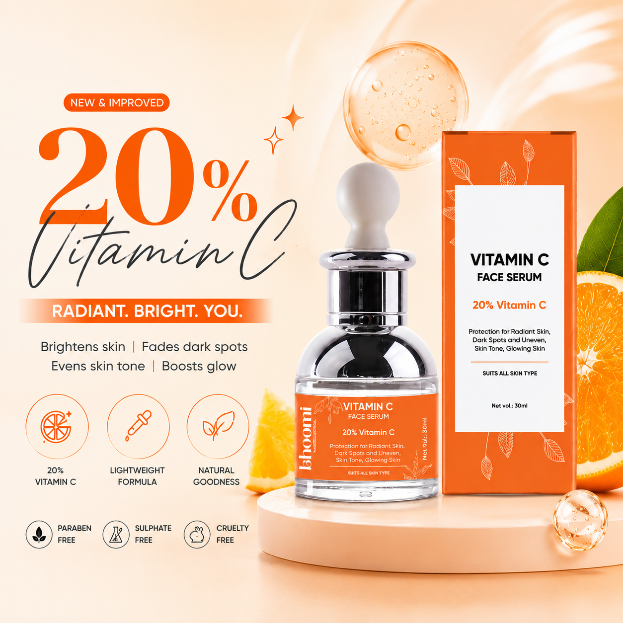 Bhoomi herbal India Vitamin C Face Serum (30 ml): 20% Vitamin C