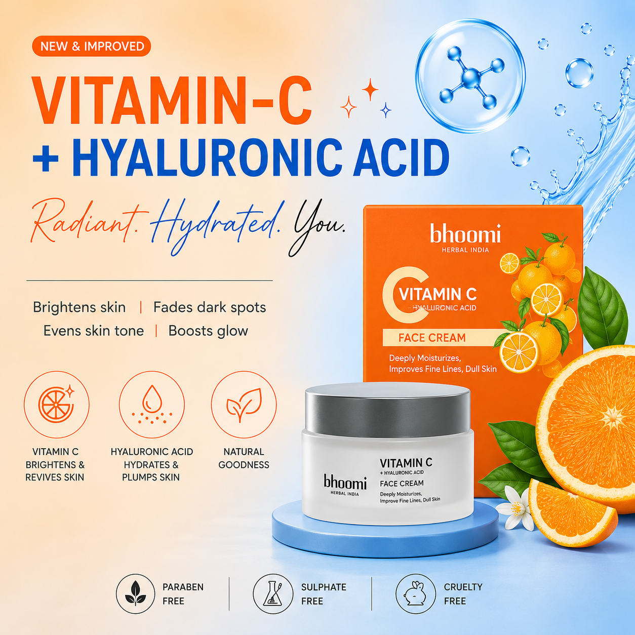 Bhoomi Herbal India Vitamin C + Hyaluronic Acid Face Cream (50gm)
