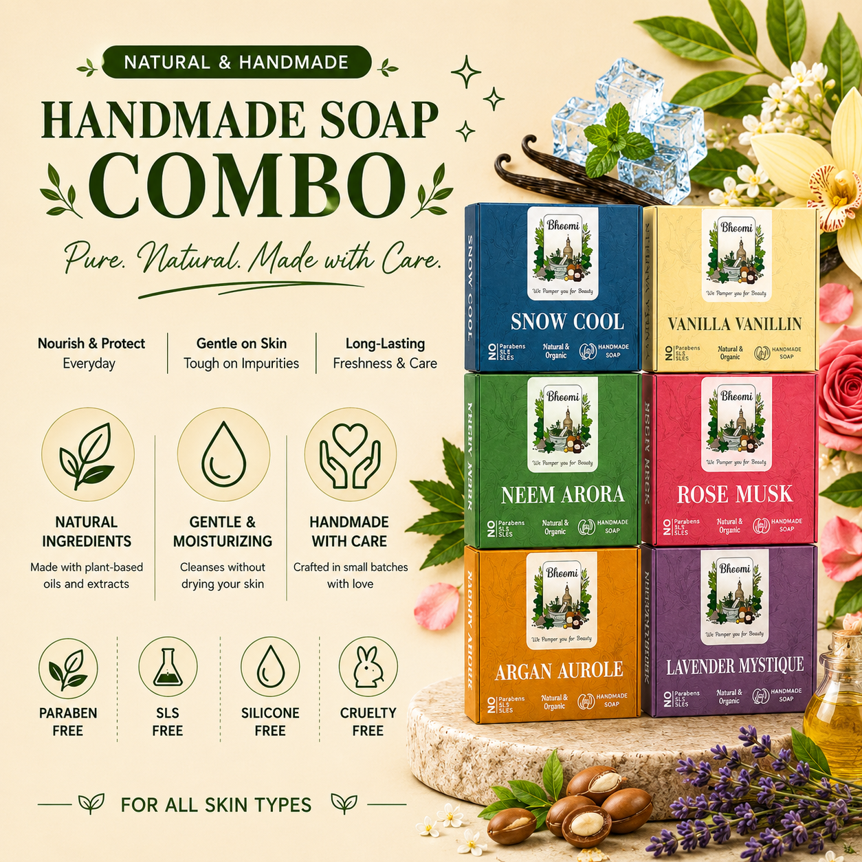 Pack of 6 Soaps with different flavor