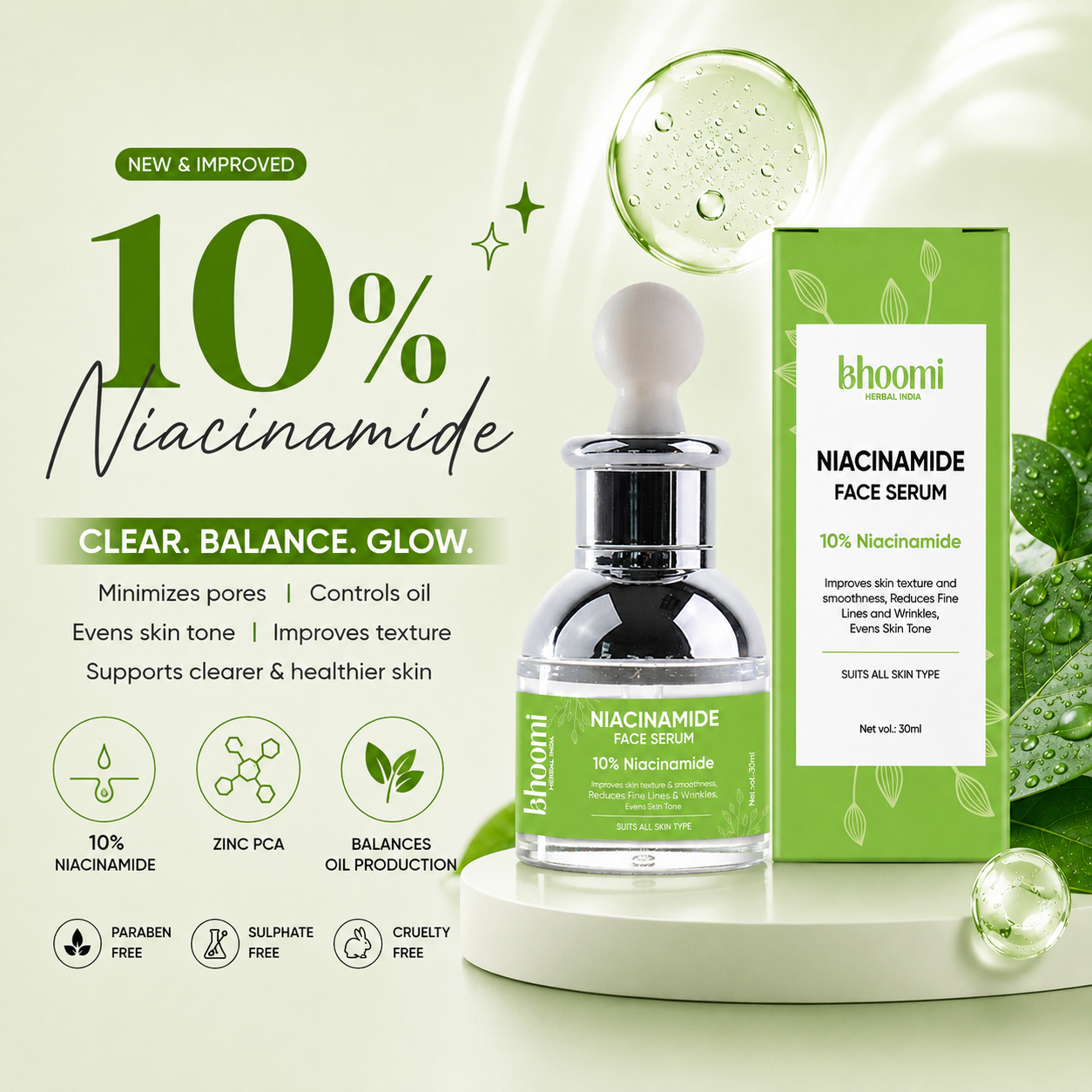 Bhoomi herbal India Niacinamide Face Serum 30 ml: 10% Niacinamide