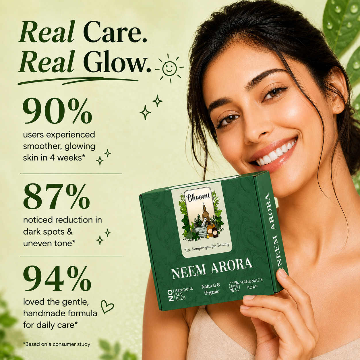 Bhoomi Herbal India Neem Arora Handmade Soap Pack of 2