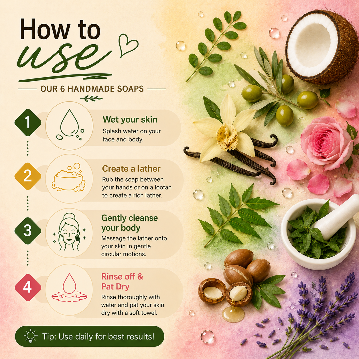Pack of 6 Soaps with different flavor