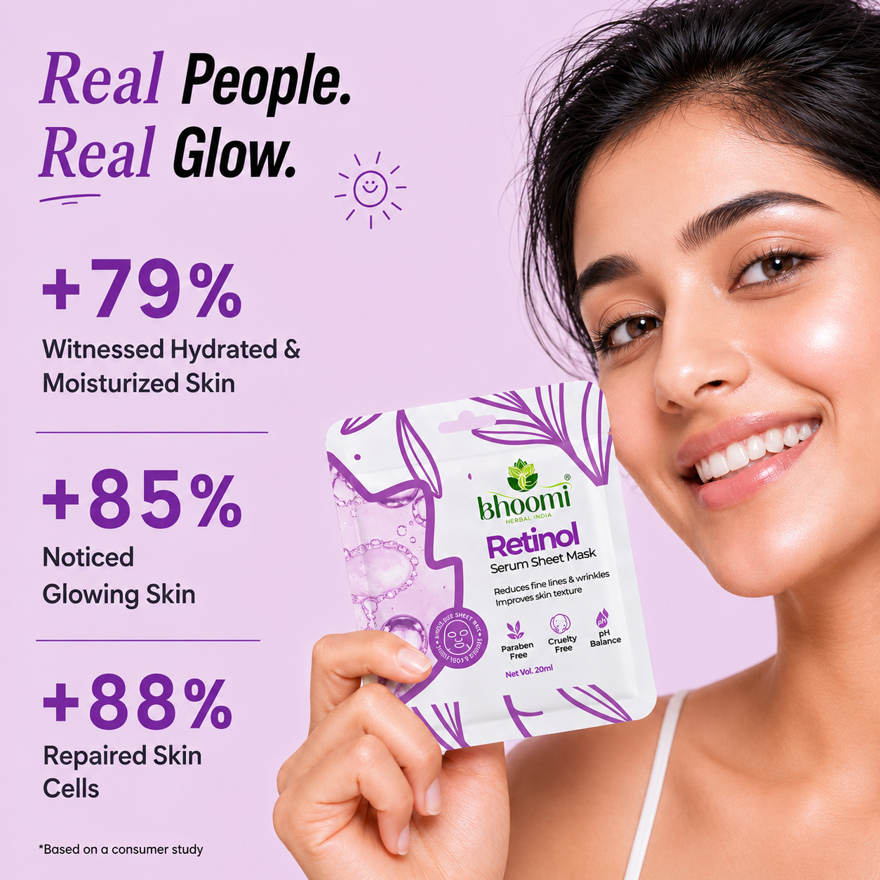 Bhoomi Herbal India Retinol Serum Sheet Mask (20 ml)