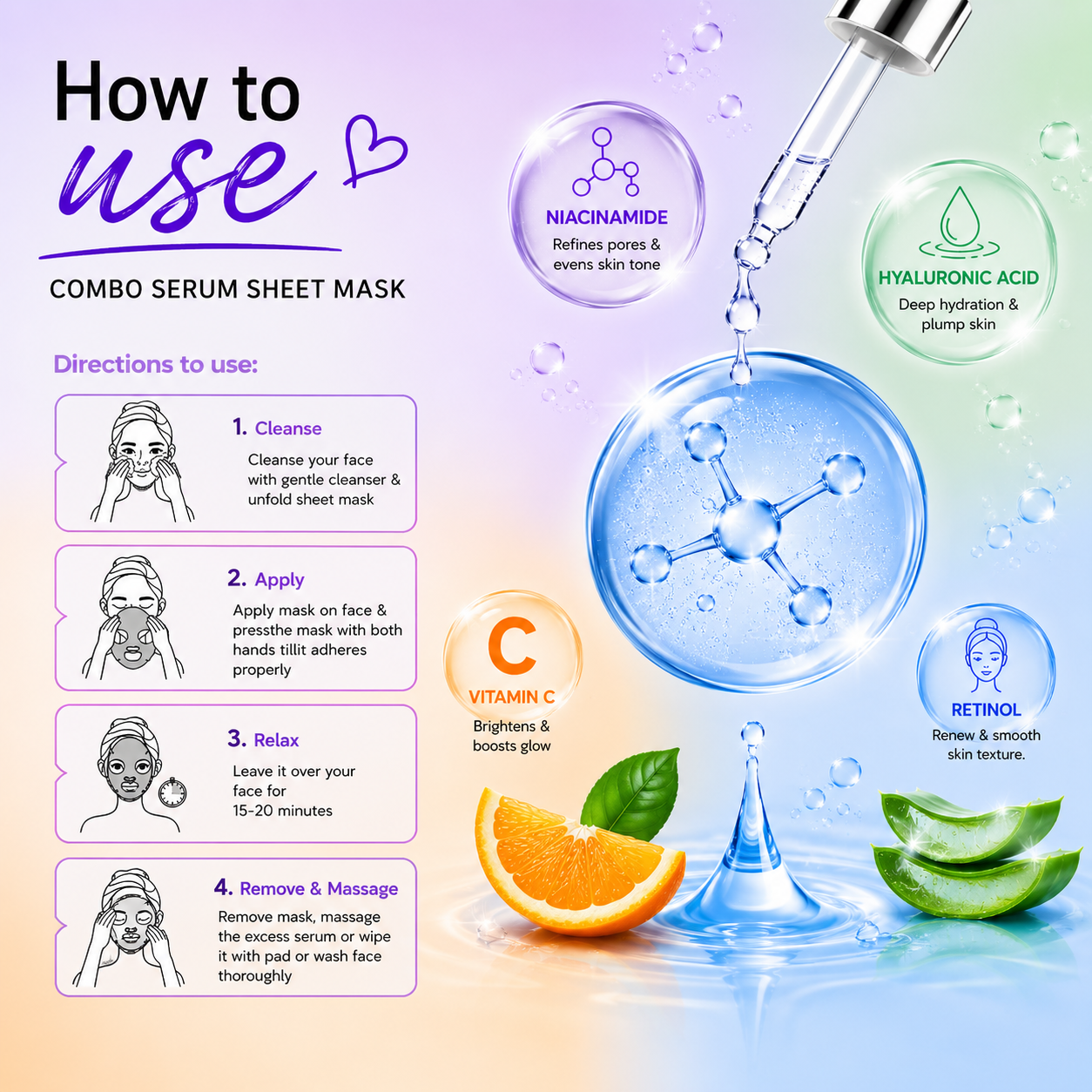 Pack of 4 Serum Sheet Mask with Different Flavor