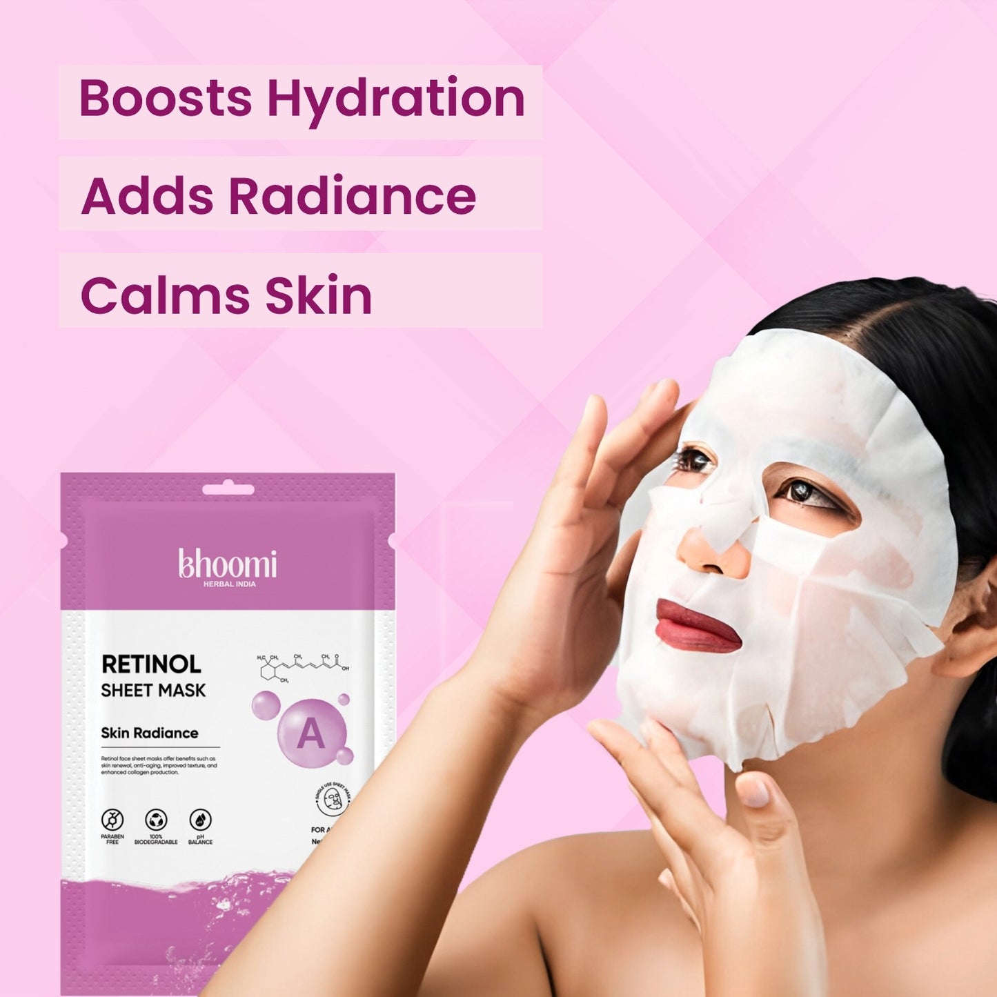 Bhoomi Herbal India Retinol Sheet Mask (20 ml)- Pack of 3