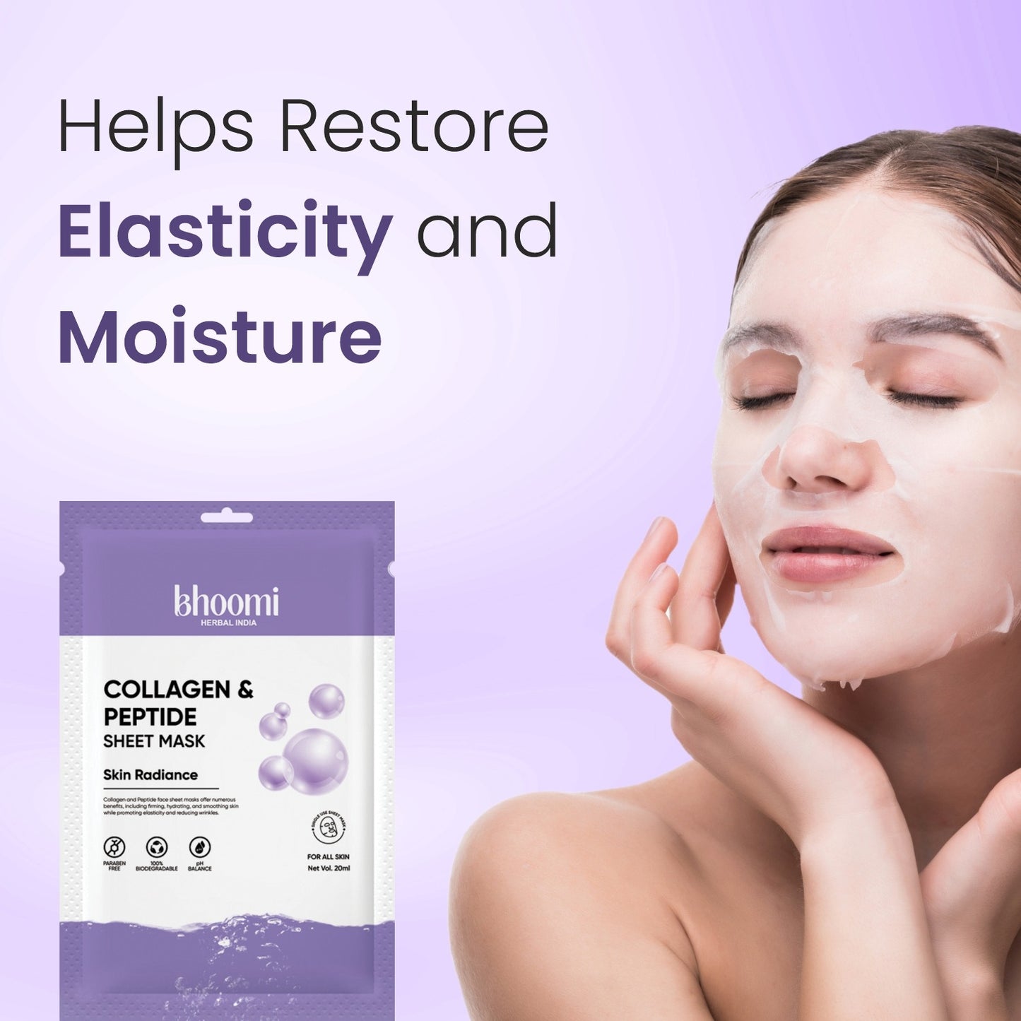 Bhoomi Herbal India Collagen and Peptide Sheet Mask (20 ml)