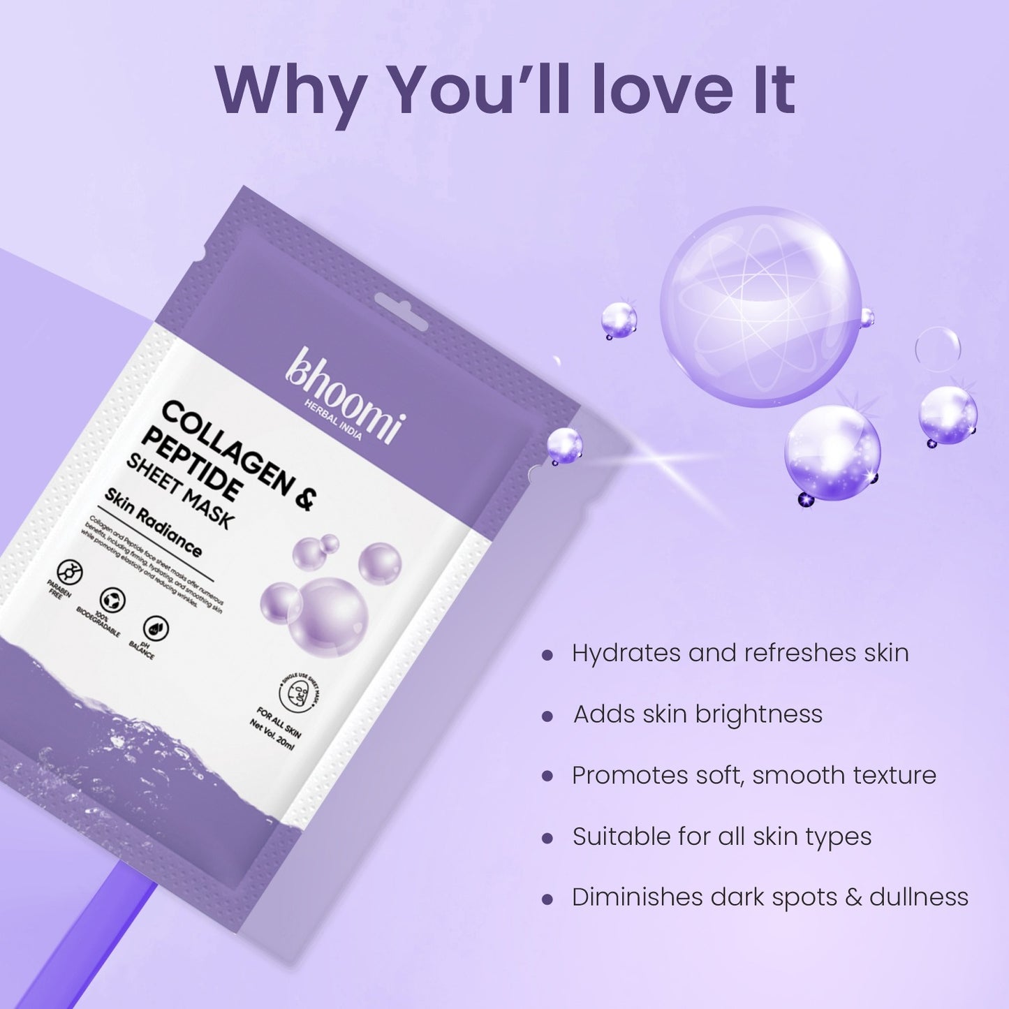 Bhoomi Herbal India Collagen and Peptide Sheet Mask (20 ml)