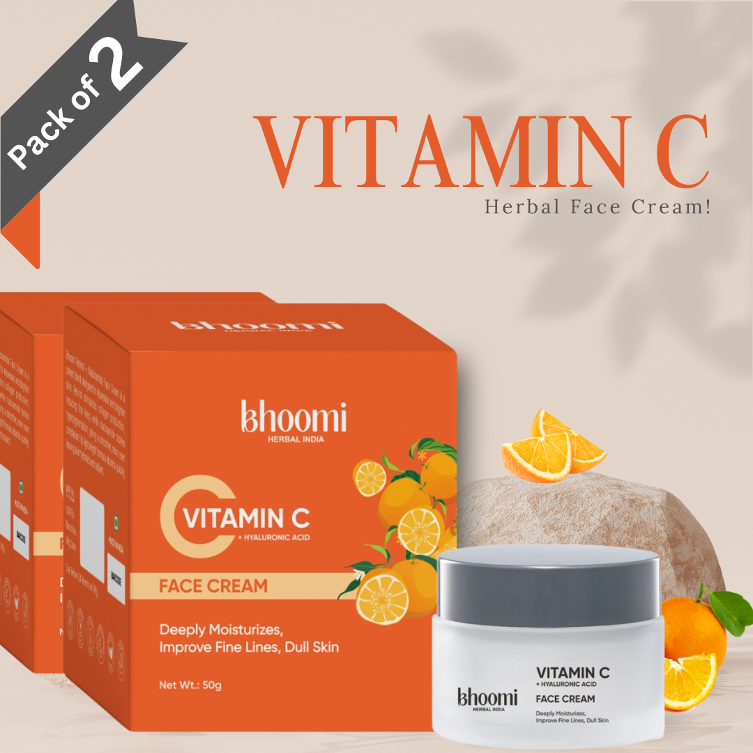 Bhoomi Herbal India Vitamin C + Hyaluronic Acid Face Cream (50gm)- Pack of 2