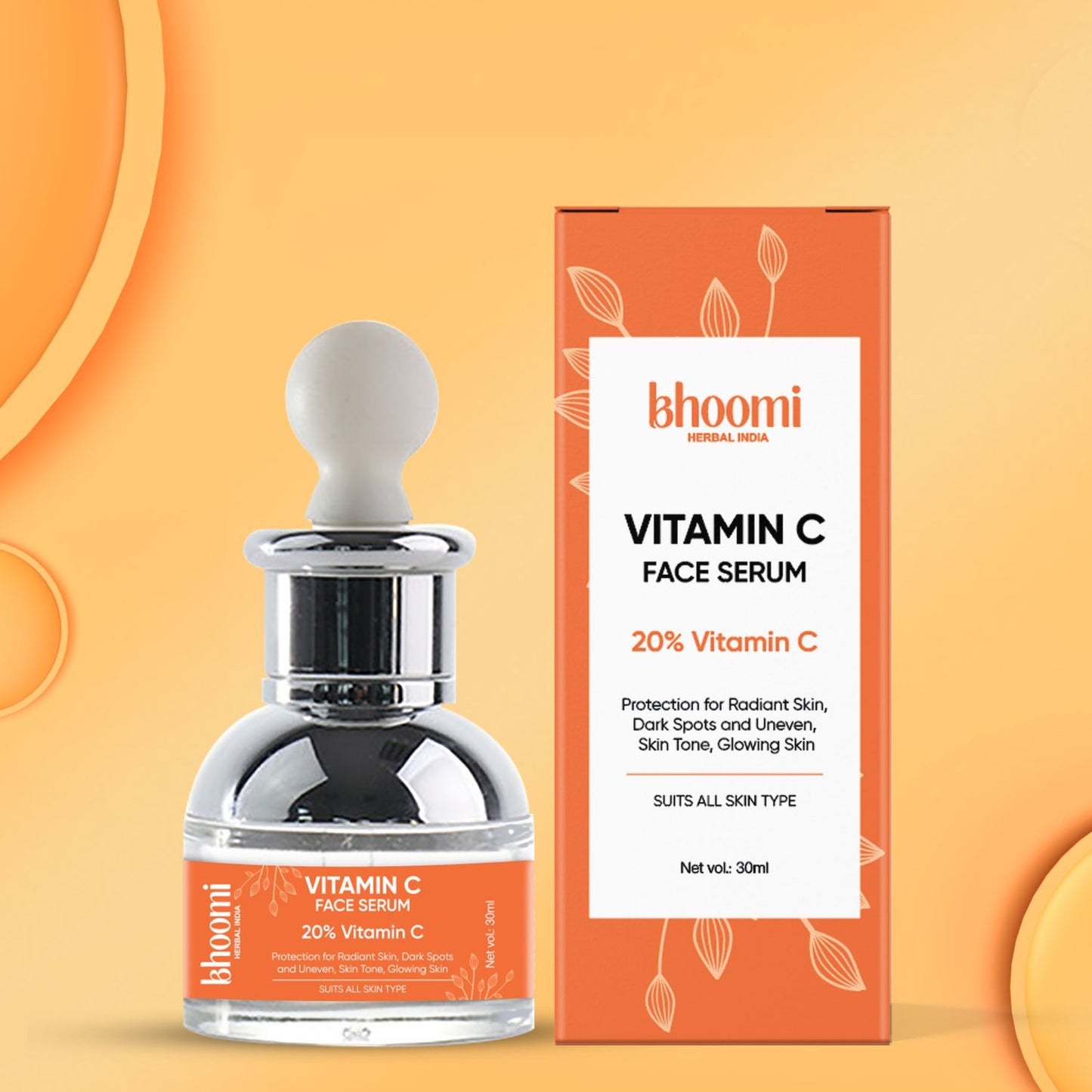 Buy 1 Get 2 FREE | Buy Bhoomi Herbal India Vitamin C Face Serum (30 ml) + Get 2 Vitamin C Sheet Mask FREE