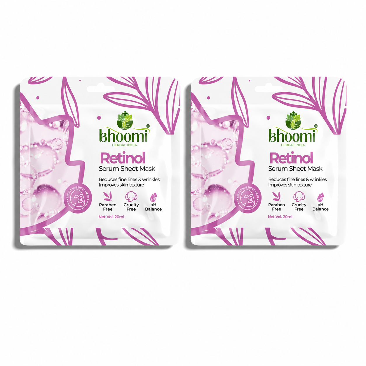 Bhoomi Herbal India Retinol Serum Sheet Mask (20 ml)
