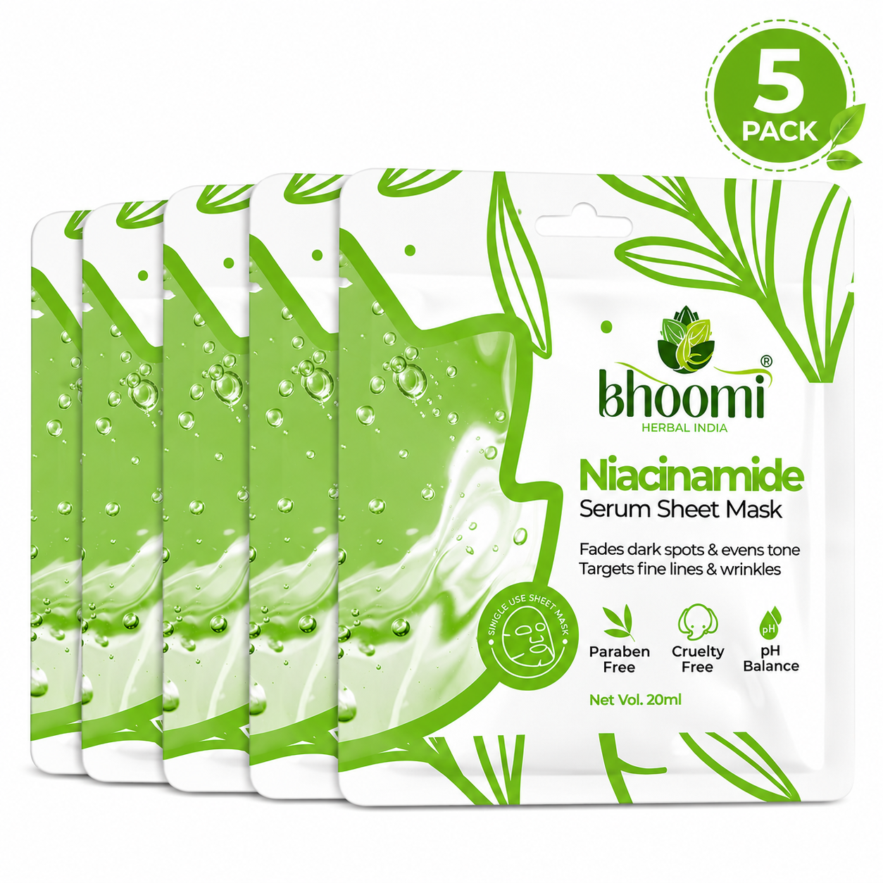 Bhoomi Herbal India Niacinamide Serum Sheet Mask (20 ml)