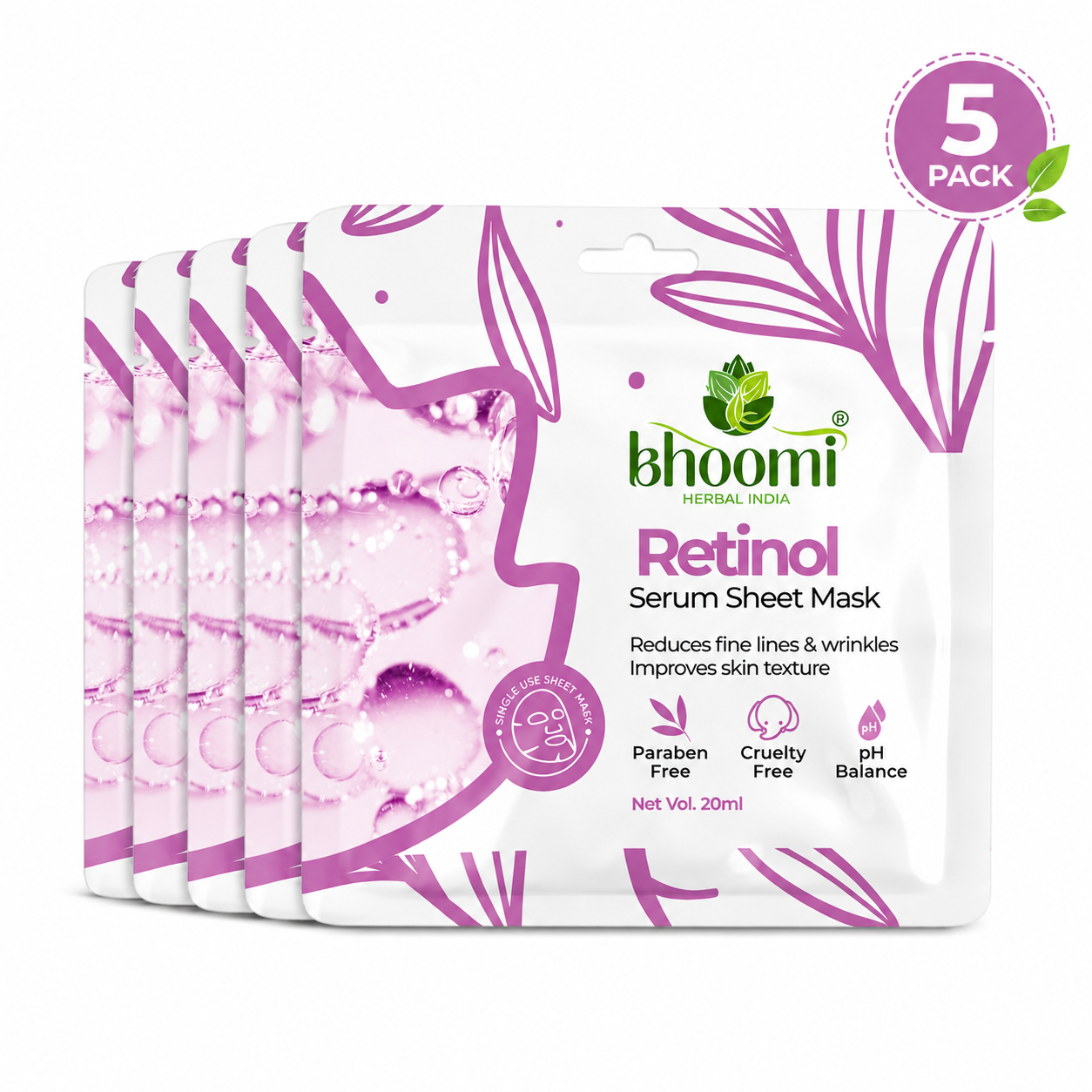 Bhoomi Herbal India Retinol Serum Sheet Mask (20 ml)
