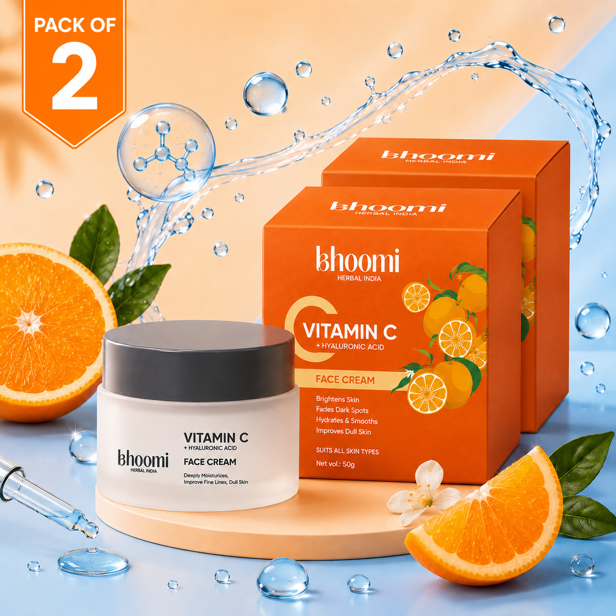 Bhoomi Herbal India Vitamin C + Hyaluronic Acid Face Cream (50gm)
