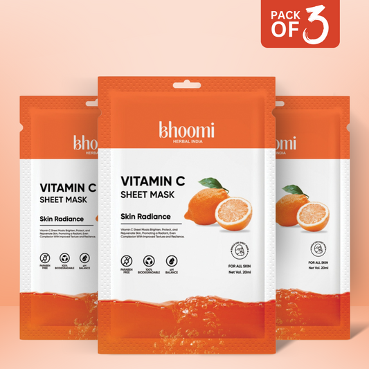 Bhoomi Herbal India Vitamin C Sheet Mask (20 ml)- Pack of 3