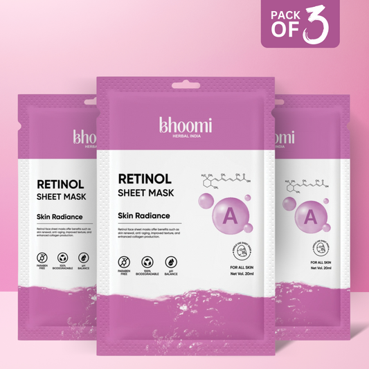 Bhoomi Herbal India Retinol Sheet Mask (20 ml)- Pack of 3