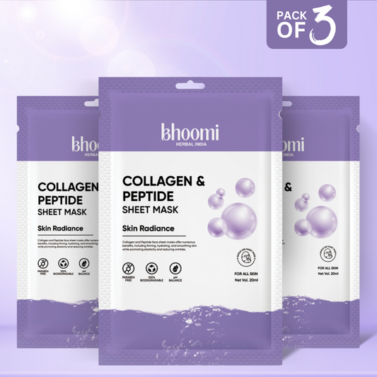 Bhoomi Herbal India Collagen and Peptide Sheet Mask (20 ml)- Pack of 3