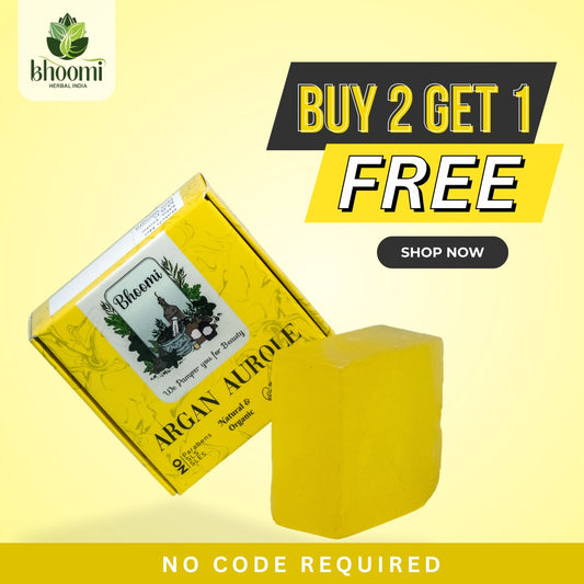 Buy 2 GET 1 FREE | Bhoomi Herbal India Argan Aurole Soap, Handmade Soap, Natural and Organic